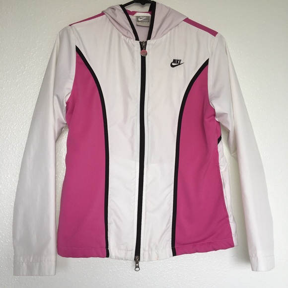 pink and white nike windbreaker